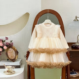  MQTIME  -  Girls Tulle Dress New Children Layers Mesh Gown Kids Autumn Spring Long Sleeve Dresses Princess Birthday Party Clothing 2-10Y