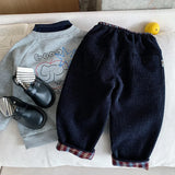 MQTIME  -  New Winter Kids Boys Wool Pant Elastic Waist Thicken Warm Toddler Boys Harem Pant Casual Plaid Velet Infant Baby Boys Trouser