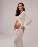 MQTIME  - Maternity DressesElegant Maternity Dress for Baby Shower Photography  Chic and Comfortable Apparel for Expectant Moms