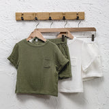  MQTIME  -  Summer New Boys And Girls Daily Casual Soft Suit 100% Cotton Children's Round Neck Short Sleeve T-Shirt + Loose Shorts 2pcs Sets