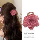 MQTIME  -  Elegant Rose Flower Hair Claw For Women Girls Sweet Hair Ornament Back Head Floral Hair Clip Hairpin Fashion Hair Accessories