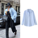 MQTIME  -  Spring Summer New Blouses Long Striped Shirt Women Long Sleeve Casual Shirts Large Tops Female Plain Button Up Shirts