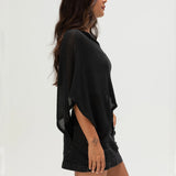 MQTIME  -  Womens Sheer Knit Poncho Top Batwing Sleeve Crop Capelet Blouse For Summer Layering/Casual Chic Cover-up Outfits