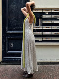  MQTIME  - Silvery Sequin Fashion Long Dress Women's Backless Slim High Waist Patchwork Elegant Party Dress Female Glitter Maxi Dress
