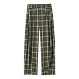  MQTIME  -  Fashion Grid Printed Long Pants For Women Elegant High Waist Wide Leg Trousers 2026 Spring New Street Lady Casual Baggy Pants