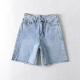 MQTIME  -  Women High Waist Wide Leg Denim Shorts Tassel Summer Fashion Streetwear Casual Solid Color Female Loose Straight Jeans