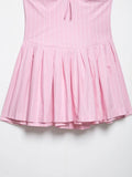MQTIME  -  Fashion Sexy V-neck Stripe Pink Bow Short Dress 2025 New Sleeveless Slim Sweet Chi Slip Dress Streetwear Y2K Woman Clothing