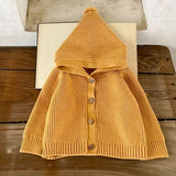 MQTIME  -  New Autumn Toddler Baby Girls Sweater Coat Long Sleeved Solid Color Hooded Infant Baby Girls Knitting Cardigan Coat