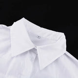  MQTIME  -  Spring Pleated Single-breasted Shirt Skirt New Lapel Long-sleeved High-waisted Temperament White Dress