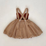 MQTIME  -  Autumn New Baby Clothing, 0-5 Year Old Female Baby, fashionable and versatile embroidered checkered suspender dress