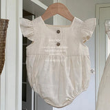  MQTIME  -  New Summer Newborn Baby Girl Romper Flying Sleeve Cotton Mesh Splicing Toddler Baby Girl Jumpsuit 0-24M Baby Girl Clothing