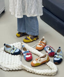 MQTIME  -  Summer Style Children's Girls Fashion Color-blocking Round-toe Flat Mary Jane Shoes Kids Toddler Princess Casual Sneakers