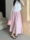 MQTIME  -  Polka Dot Long Maxi Skirt for Women Kawaii Pink High Wasit A-line White Skirt Korean Fashion Coquette Aesthetics Dress