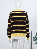  MQTIME  -  Woman Clothes Knitwear Pullover Sweater Striped Polo Neck Tops Casual Outerwears Trendy Casual Wear Fashion Sweaters Daily Look
