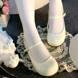 MQTIME  -  Japanese Cute Lo Shoes Sweet Round Head Lolita Shoe Flat Soft Girl Comfortable Patent Leather Mary Jane Single Shoes for Women
