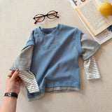 MQTIME  -  Spring New Children Long Sleeve T Shirts Fashion Girls False Two Piece T Shirts Kids Casual Tops Baby Boy Cotton Tees