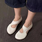  MQTIME  -  Spring Summer Fashion Hollow out Soft Leather Women Ballet Flats Comfortable Wedges 2cm Heeled Lazy Walking Loafers Casual Shoes