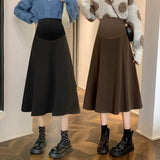Mqtime Workplace Cotton Long Fashion Maternity Half Skirts for Pregnant Large Size Pregnancy New Arrival Women Clothes
