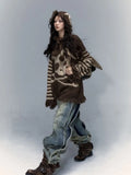  MQTIME  -  Y2K Punk Skull Hooded Sweater Women Long Sleeve Harajuku Streetwear Loose Knitted Pullovers Autumn Winter Casual Fashion Clothes