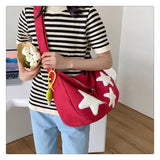 MQTIME  -  Star Y2k Messenger Bag Women New Harajuku Cute Canvas Casual Tote Crossbody Bag Ladies Red Bolsa Mujer Aesthetic