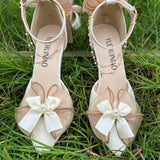 MQTIME  - French Adult Salute Sandals Lolita High Heels Elegant bow PU shoes for women ladies wedding shoe birthday gifts