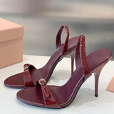 MQTIME  -  New Versatile Open Toed Round Head Rear Tripping Strap One Word Strap Metal Buckle High Heel Sandals for Women