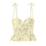  MQTIME  -  Chic Elegant Corset Top Backless Short Cami Tops New Summer Fashion Floral Printed Sexy Party Night Tops