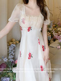 MQTIME  -  Summer Women Fashion Elegant Casual Midi Party Dress Vintage Chic A-Line Floral Vestidos Female Clothes Long Robe New Mujers