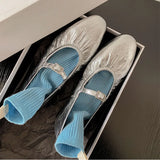 MQTIME  -  Street Style Fashion Pleated Mary Janes Women Ballet Flats Comfortable Soft Soles Leather Spring Summer Walking Loafers Shoes