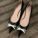 MQTIME  -  Butterfly Knot Color Blocked Single Shoes for Women New Style Pointed Shallow Mouth Slim Heel High Heels