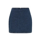 MQTIME  -  Women Vintage Short Sleeve Denim Top Short Skirt Sets Lapel Pleat Slim Buttons Shirt Dress 2 Piece Outfits Soild High Street Set