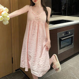 MQTIME  -  Loose Nightwear Suspender Nightdress Home Sleeveless Design Suitable For Home Suitable For Hotel All Seasons Wear