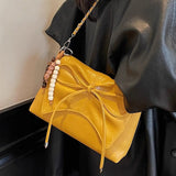  MQTIME  -  Retro Cute Japanese Style PU Leather Bow Shoulder Bag Kawaii Underarm Bags Crossbody Bag Large Capacity Storage Bags Woman Bag