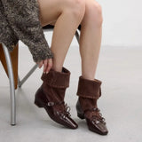 MQTIME  -  Fashion Women's Shoes Luxury Genuine Leather Slouchy Boots for Woman Retro Mary Jane Casual Shoes Designer Shoes Botas Feminina