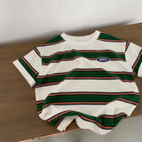 MQTIME  -  Children's T Shirt Spring and Autumn Hot Sale Boy's Striped T Shirt Contrast Fashion Long Sleeve Tops Bottoming Shirt