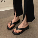 MQTIME  -  Women's Thi Heel Sandals Summer Korean Sle Beach Slippers Anti-Slip Holiday Crossbody Flat Bot PU Leather