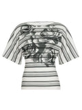 MQTIME  -  American Streetwear Y2k Contrast Color Striped Print Loose Casual Top Female