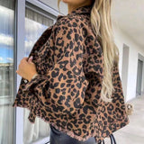 MQTIME  -  Leopard Print Denim Jacket Women Loose Vintage Leopard Print Denim Jacket Women's Denim Jacket Streetwear Leopard Print Tops