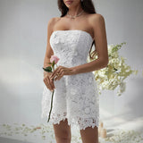 MQTIME  -  Summer New Simple Solid Color Women Embroidered Short Dress Sexy Strapless Female Evening Dresses