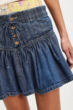 MQTIME  -  New High-waisted Denim Skirts Femme Retro Denim Pleated Mini Skirt A-line Free Style Skirt Hippie People Chic Bottoms
