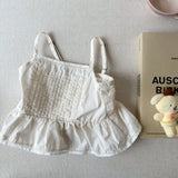 MQTIME  -  New Summer Toddlers Girls Suspenders Shirts Pleated Ruffles Lace Strap Tops Korean Style Children Cute Blouses