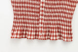  MQTIME  -  Women Elegant Red Plaid Skrit Sets Short Sling Top Camis High Waist Midi Skirts Summer Casual Holiday Beach Outfits