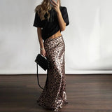 MQTIME  -  Women Elegant Long Leopard Skirt for Summer New Fashion Women Retro Floor Slim Skirts Women Long Leopard Print Skirts