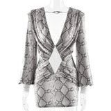  MQTIME  -  Bohemian Resort Style Sexy Royal Lady Temperament Deep V Pleated High Elastic Printed Backless Waist-hugging Dress