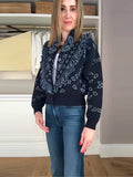  MQTIME  -  Fashion Geometric Printed Knitted Jackets For Women 2026 Autumn Long Sleeve Sweater Coats Single Breasted Lady Street Chic Tops