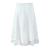 MQTIME  -  Vacation Mesh Lace Skirt Long Hollow Summer Tie Waist New Design White