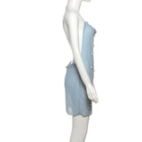 MQTIME  -  Blue Halter Neck Dress Sexy See-through Backless Sleeveless 3d-water-droplet Women's Mini Dress Summer Beach Vacation Robe
