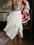 MQTIME  -  Ethnic style lace women's skirt retro irregular medium and long skirt lace curtain skirt cover