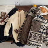 MQTIME  -  Toddler Boys Wool Jacket Cartoon Jacquard Thicken Warm Kids Baby Boys Parkas Stand Collar Infant Boys Outerwear Coat