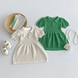 MQTIME  -  Summer Newborn Infant Baby Girls Hollow Out Knit Thin Muslin Dresses Ventilate Skirt Kids Onepiece Fashion Baby Clothing